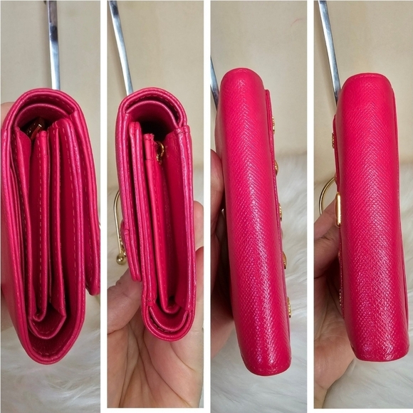 🔹️ MCM🔹️ Pink Leather  Trifold Wallet With Charms ✨️🎀 - Picture 5 of 9